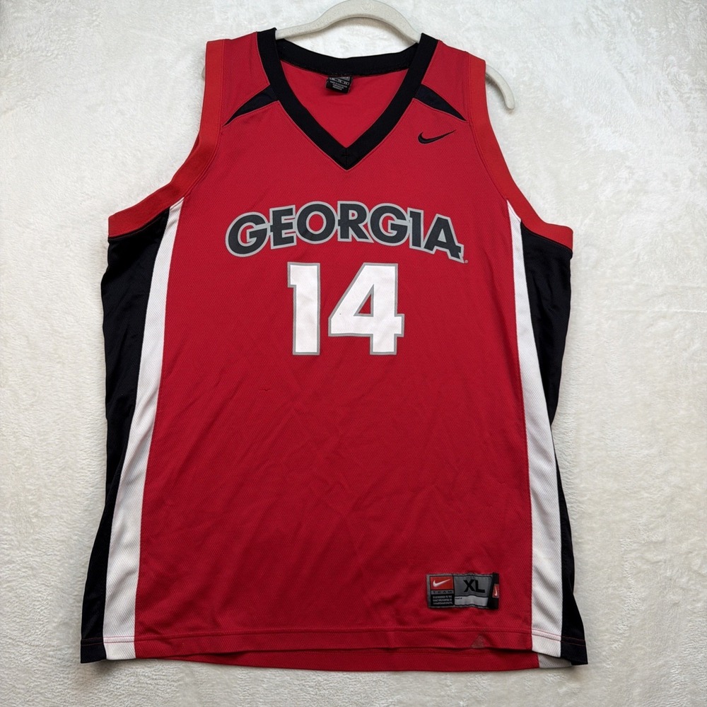 Georgia‎ Bulldogs #14 Basketball Jersey Nike Team Red Black NCAA Mens XL